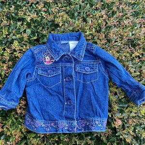 Vintage 2011 Disney Winnie the Pooh denim jacket top baby girl size 0-3m